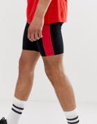 Asos Design Megging Shorts With Side Stripe In Black - Black