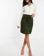 Vila Real Suede Pencil Skirt In Green