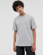 Asos White Loose Fit Heavyweight T-shirt In Light Gray Marl