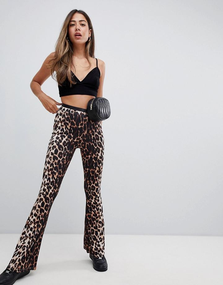 Asos Design Flare Leggings In Animal Print - Multi