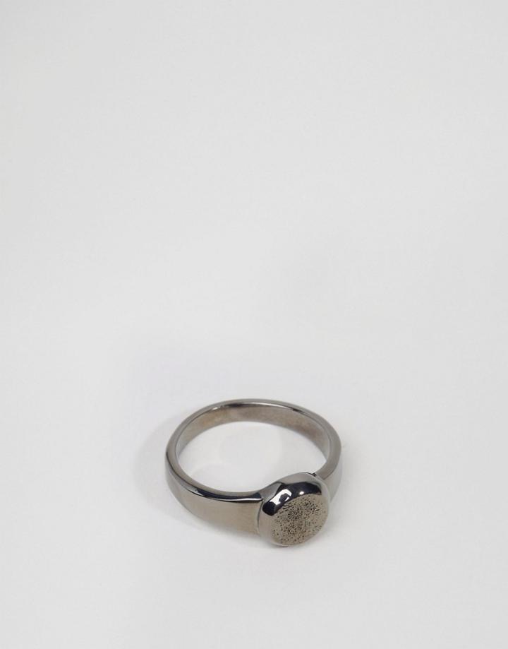 Asos Brushed Signet Ring In Texture - Silver