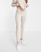 Asos Design Lounge Velour Plunge Sweatshirt & Leggings Set In Mink-neutral