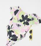 Asos Design Maternity Frill Leg Strappy Back Swimsuit In 70s Floral Print-multi