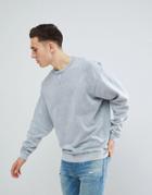 Asos Oversized Sweatshirt In Acid Wash - Gray