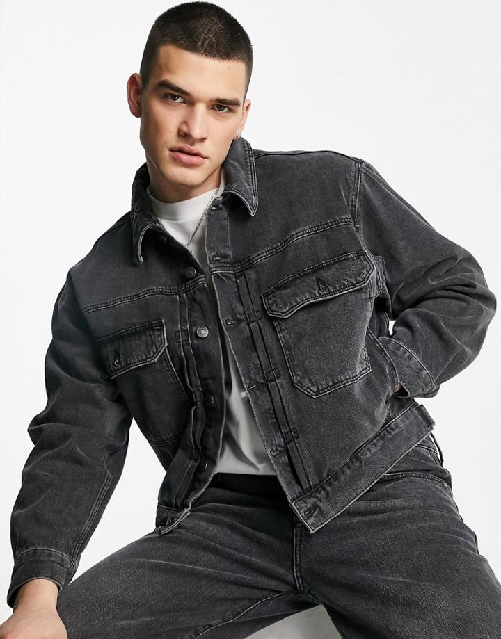 Asos Design 90s Denim Jacket In Washed Black