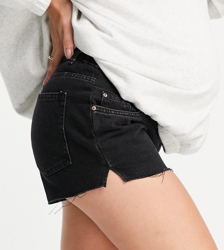 New Look Maternity Underbump Denim Shorts In Black