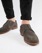 Asos Design Casual Shoes In Gray Suede With Natural Sole - Gray