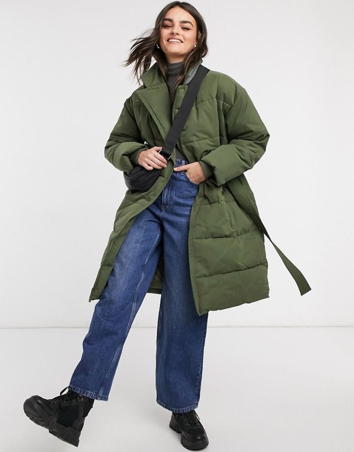 Whistles Trench Puffer Coat In Khaki-green