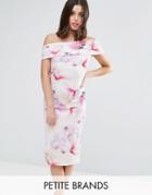 City Godess Petite Bardot Floral Bloom Print Midi Dress - Multi