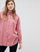 Asos Oversized Shirt In Casual Washed Twill - Pink