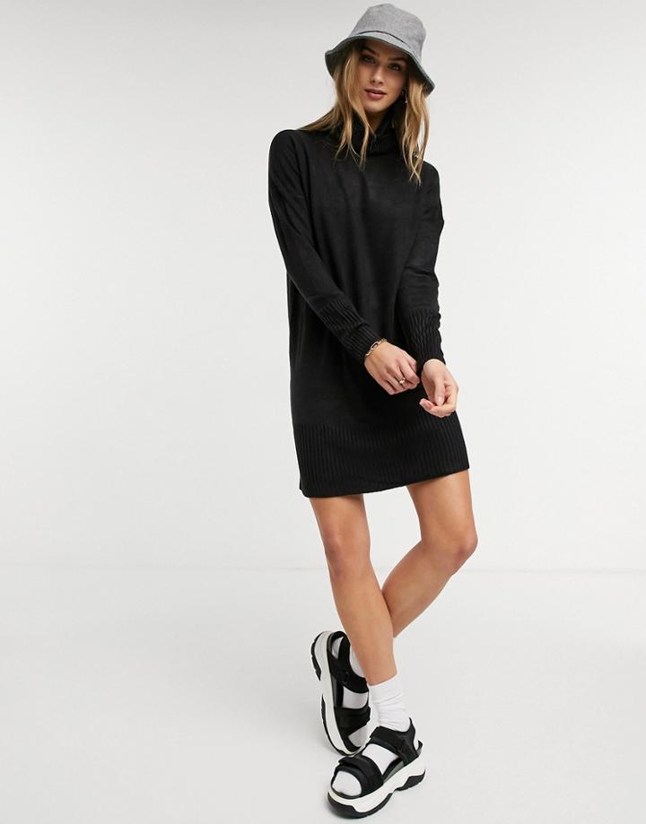 Only Long Sleeve Roll Neck Sweater Dress-black