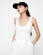 Pull & Bear Lace Trim Tank In White