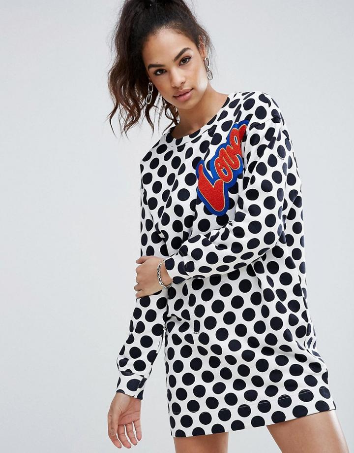 Love Moschino Polka Dot Sweat Bomber - Black
