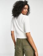Vila Knitted Top With Short Sleeves In White