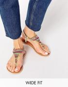 New Look Wide Fit Icy Multi Colored Bead Flat Sandals - Multi