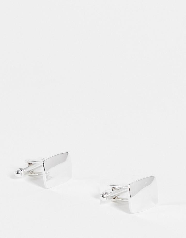 Asos Design Wedding Square Cufflinks In Silver Tone
