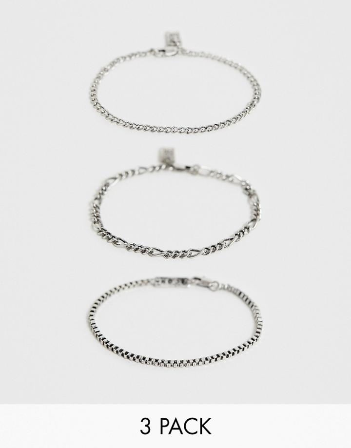 Icon Brand Chain Bracelet Multipack In Silver - Silver