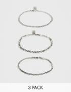 Icon Brand Chain Bracelet Multipack In Silver - Silver