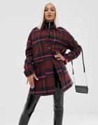 Asos Design Oversized Check Jacket With Quilted Liner - Multi