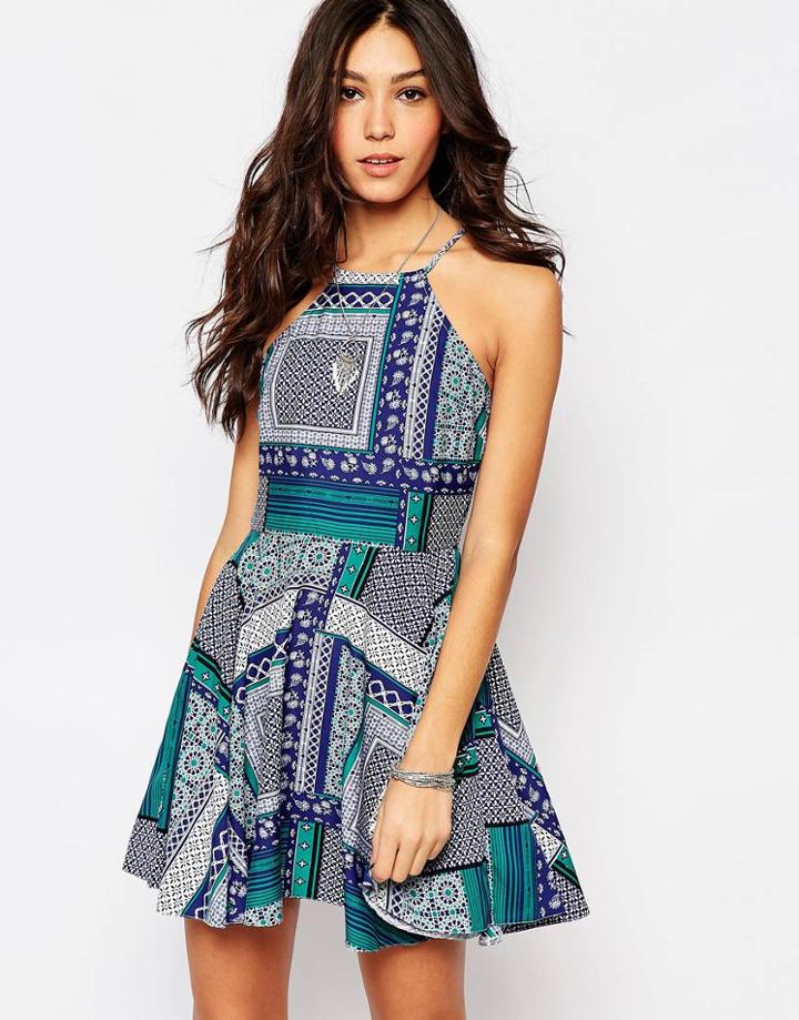 Influence Printed Flippy Dress - Multi