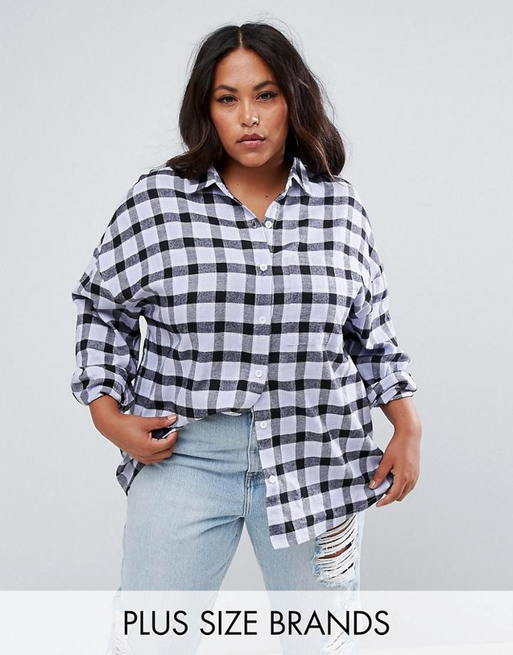 Daisy Street Plus Oversized Shirt In Check - Black