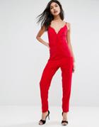 Asos Jumpsuit With Lace Corset Bodice - Red