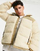 The North Face Nuptse Sherpa Jacket In Cream-white