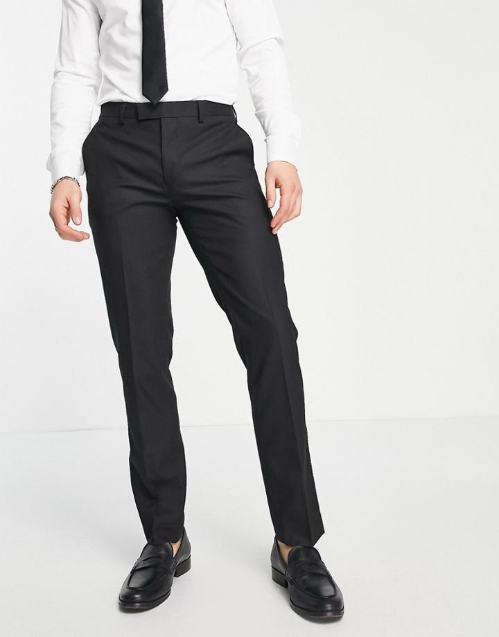 Harry Brown Black Slim Fit Satin Stripe Dinner Suit Pants