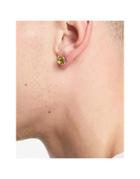 Asos Design Stud Earrings With Yellow Crystals In Silver Tone