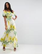 Asos Floral Bardot Maxi Dress - Multi