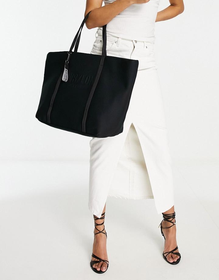 River Island Neoprene Shopper Bag In Black