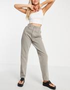 Asos Design High Waist 'slouchy' Mom Jean In Mushroom - Brown