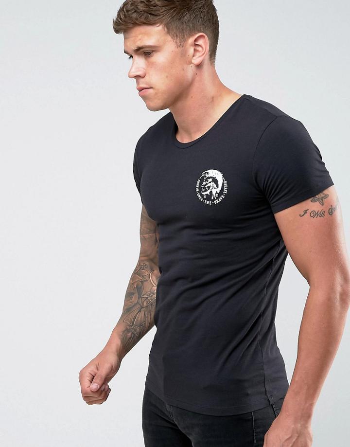 Diesel T-shirt With Mowhawk Logo In Black - Black