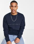 Jack & Jones Originals Relaxed Fit Sweat With Chest Logo In Navy