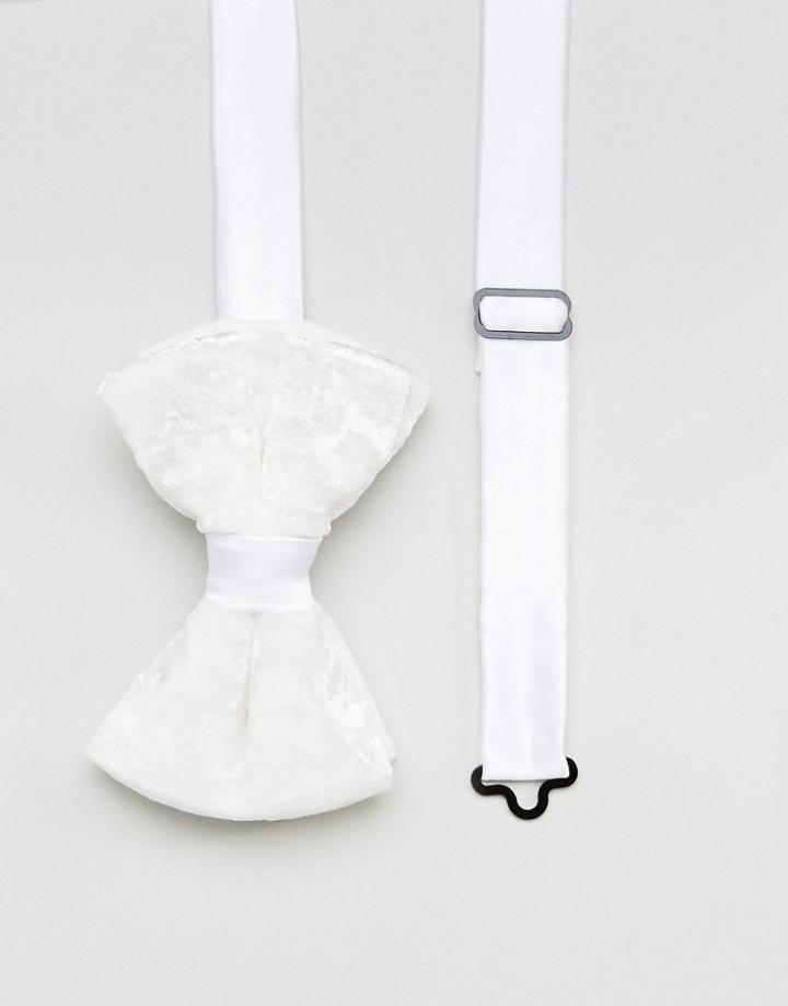 Asos Velvet Bow Tie In White - White