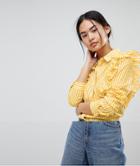 Noisy May Striped Ruffle Shirt - Yellow