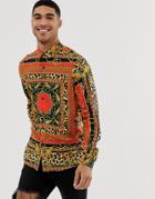 Asos Design Regular Fit Shirt In Baroque & Leopard Print - Red