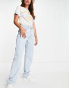 Cotton: On Straight Leg Jeans In Bleach Wash-blues