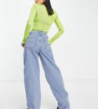 Collusion X014 Extreme Dad Jeans With Knee Rip In Light Blue-blues