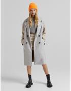 Bershka Color Block Tailored Coat In Gray-grey