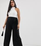 Outrageous Fortune Plus Pleated Flare Pant In Black - Black