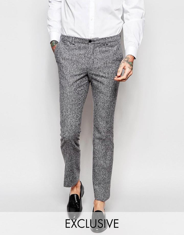 Noak Skinny Suit Pants In Fleck Donegal - Gray