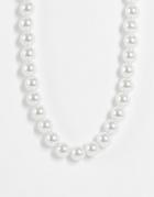 Asos Design Necklace In Faux Pearls-white