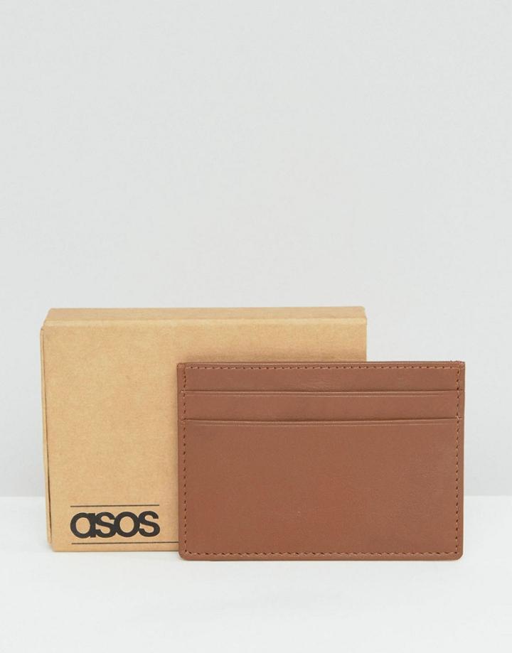 Asos Leather Card Holder In Tan - Tan