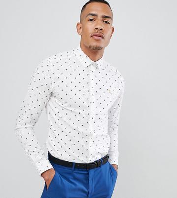 Farah Oakton Skinny Smart Shirt With Paisley Print In White - White