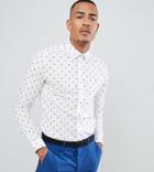 Farah Oakton Skinny Smart Shirt With Paisley Print In White - White