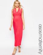Asos Maternity Maxi Dress With Cut Out Shoulder Detail - Pink