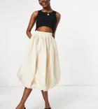 Asos Design Tall Puffball Midi Skirt In Stone-neutral