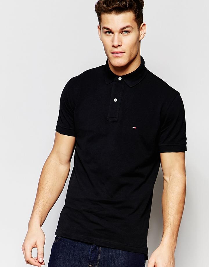 Tommy Hilfiger Polo In Slim Fit Black - Black