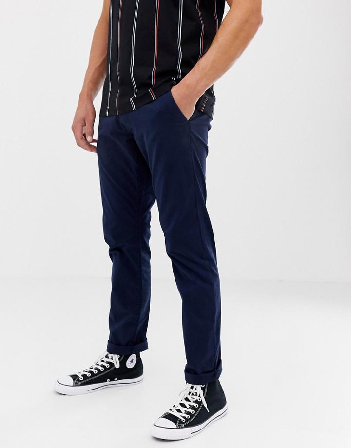 Esprit Slim Fit Chinos In Navy - Navy